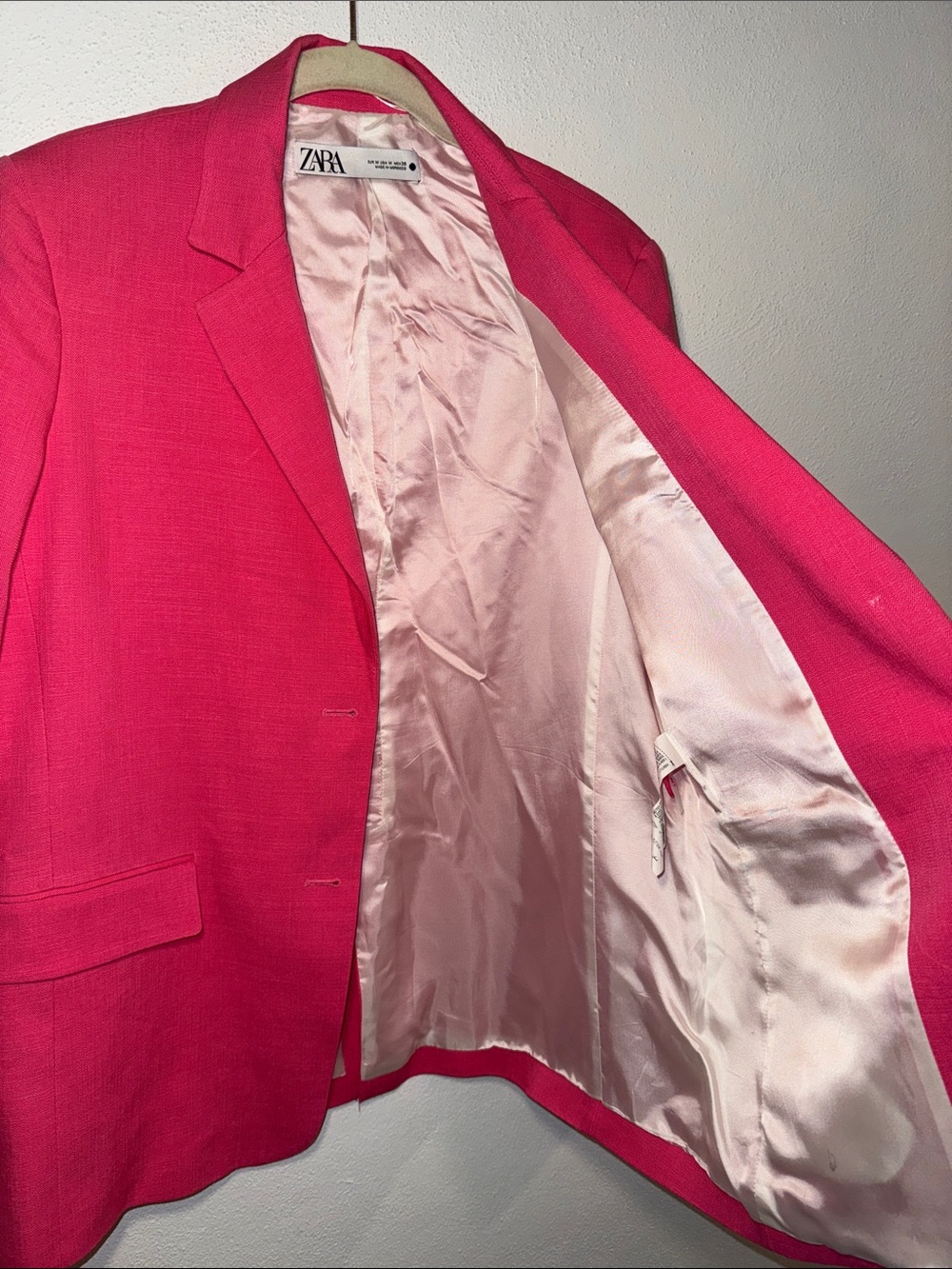 Zara Vibrant Pink Linen Blazer - Picture 6 of 7